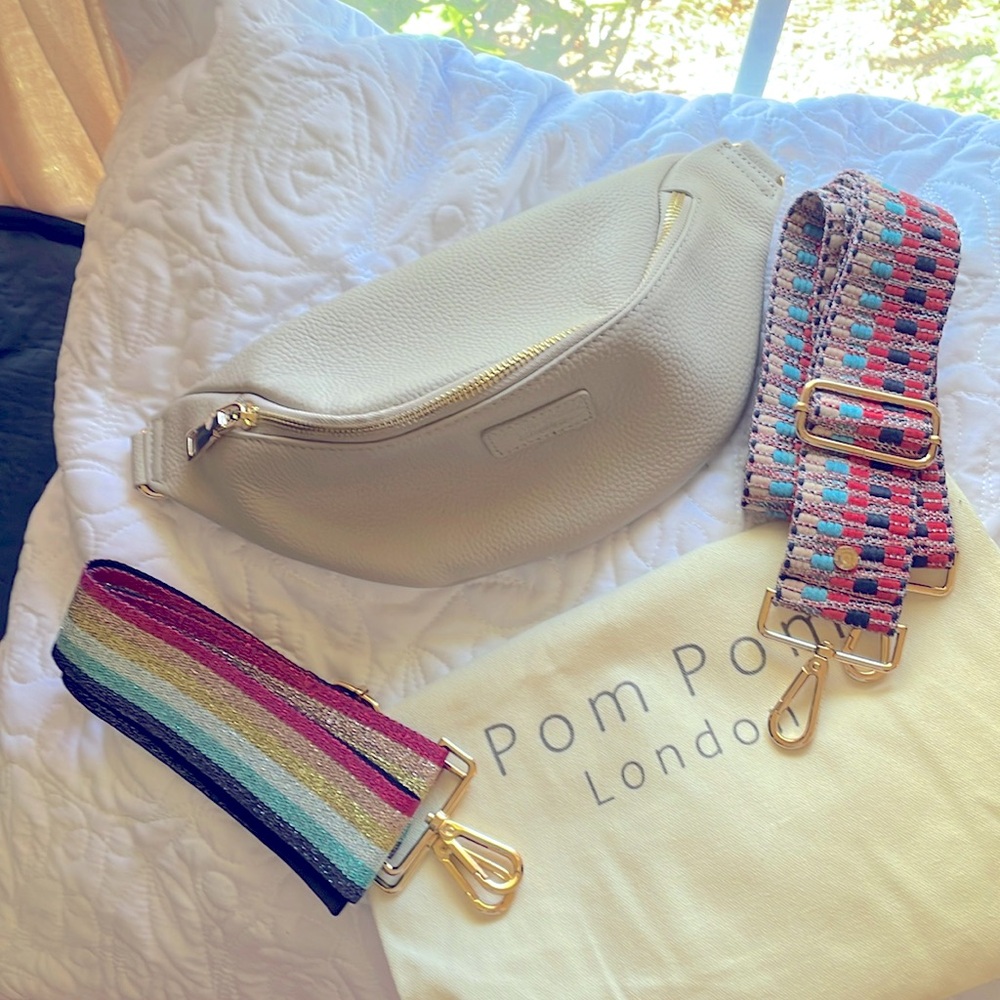 Pom Pom leather bum bag